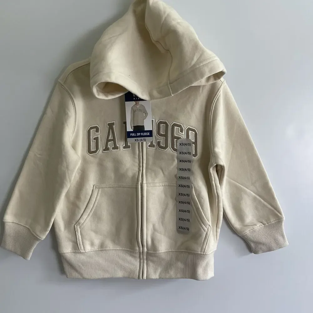 Gap Kids Boys Full Zip‎ Fleece Hoodie Size XSmall 4/5 Birch